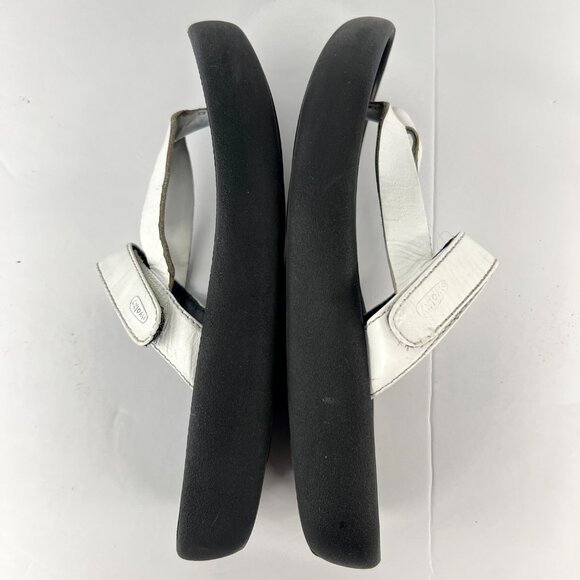 Sz 38EU Wolky Tahiti White Leather Slip On Flip Flop Thong Sandals - Picture 7 of 15